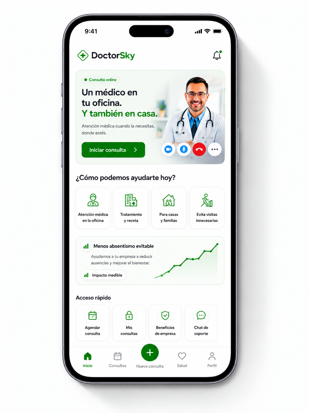 Aplicación DoctorSky en el teléfono