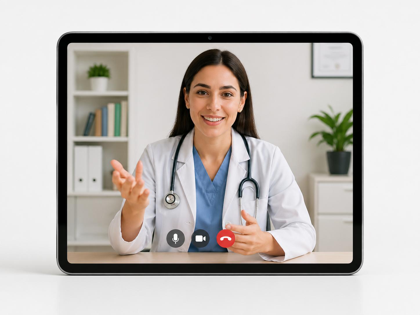 M&eacute;dica de DoctorSky en una consulta por videollamada