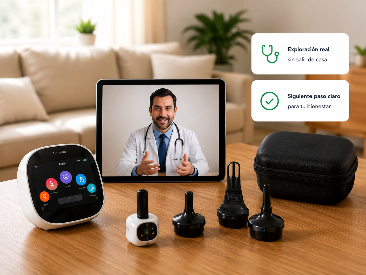 Kit TytoCare y videoconsulta médica preparados para una organización
