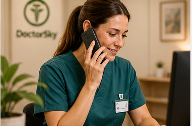 Profesional de residencia llamando a DoctorSky