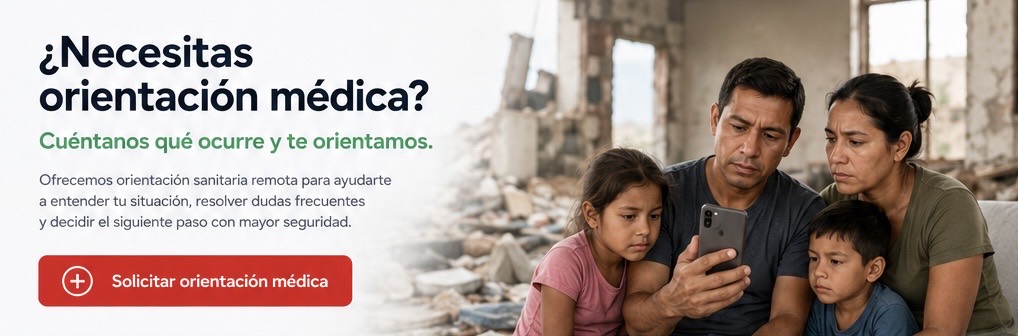 Familia solicitando orientaci&oacute;n m&eacute;dica remota